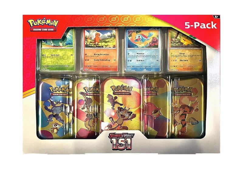Pokemon 151 Costco 5 Mini Tin Bundle (Tin Art Mary Vary) Pokemon Scarlet & Violet