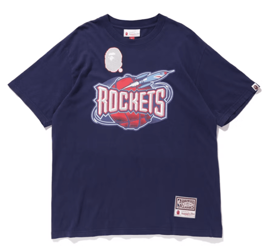 BAPE x Mitchell & Ness Rockets Tee Navy