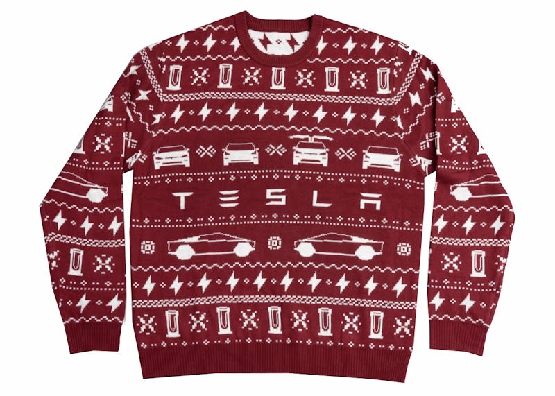 Tesla Model X-mas Sweater Merlot