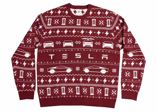 Tesla Model X-mas Sweater Merlot